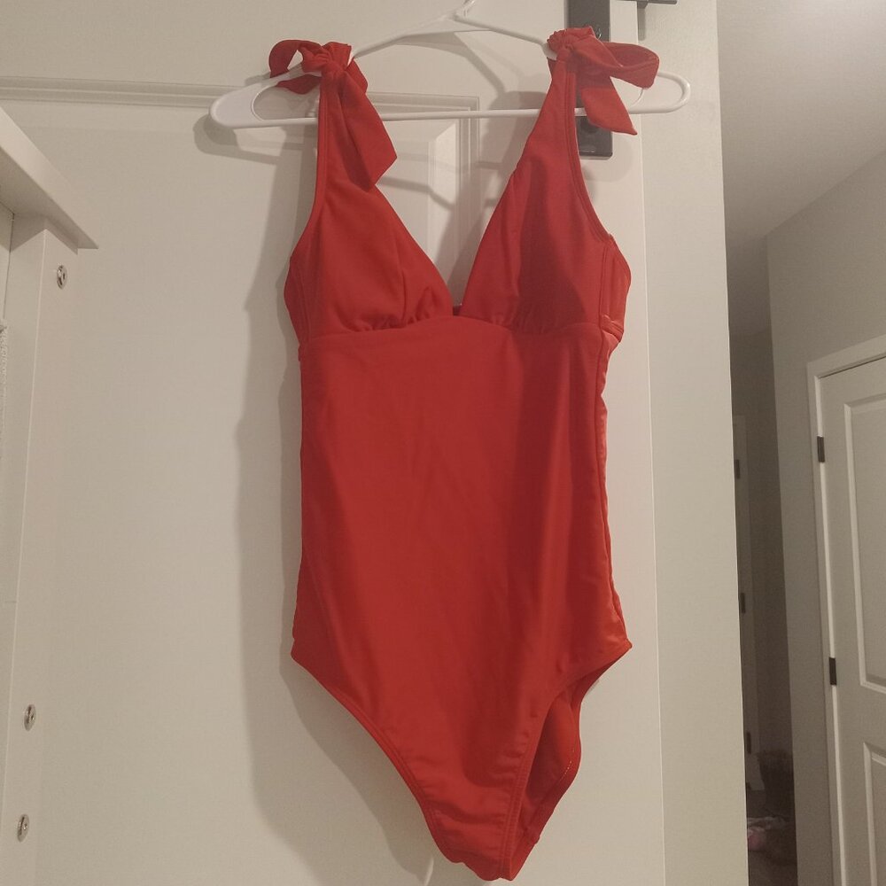 NEW Bright Red Tie Shoulder Shade and Shore Swimsuit